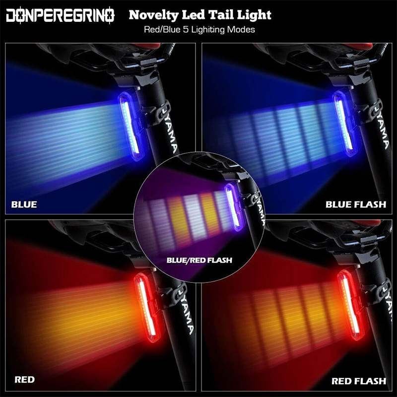 Picture of High Brightness Bike Rear Light Red/Blue, Powerful LED Bicycle Tail Light Rechargeable with 5 Steday/Flash Modes Bicycle Accessories - Cycle Accessories