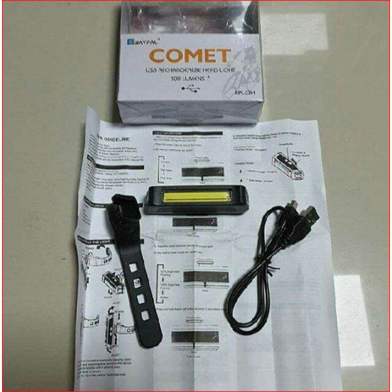 Picture of Comet LED USB Rechargeable Headlight + Tail Light Combo, for Cycles. 100 Lumens Bright Light 2 pcs
