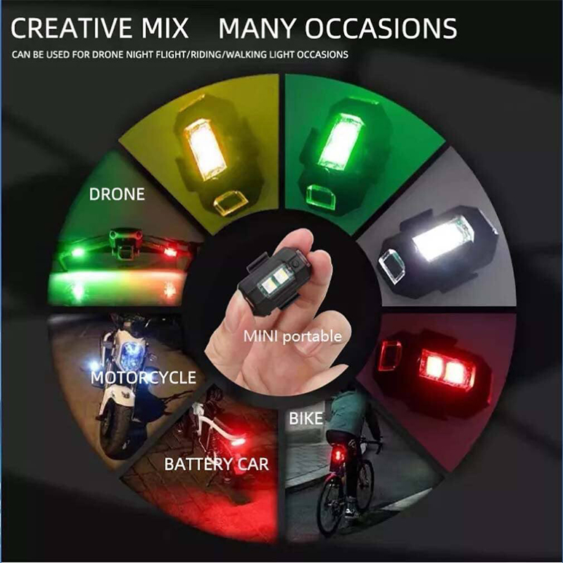 Picture of 3 Colors LED Aircraft Strobe Lights for Motorcycles, Drone Flashing Strobe Lights, Anti-Collision Lighting LED Lights Night Signal Light for Bike, Motorcycle (1 Piece)
