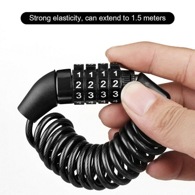 Picture of Motorcycle Helmet Lock Cable Black Tough Combination Password Anti-theft