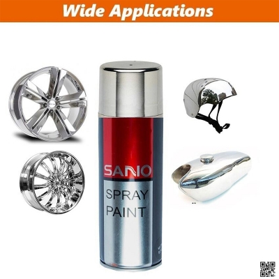 Picture of Sanvo Spray Paint (318 Bright Chrome) Metallic Bright Chrome Color Aerosol Spray Paint
