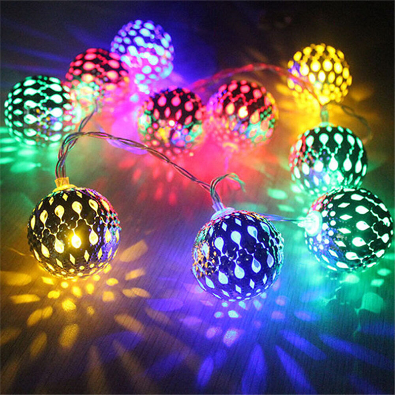 Picture of Home Decoration Light Metal Balls String Lights LED Globe Light Christmas Holiday Wedding Garland Home Party Decor