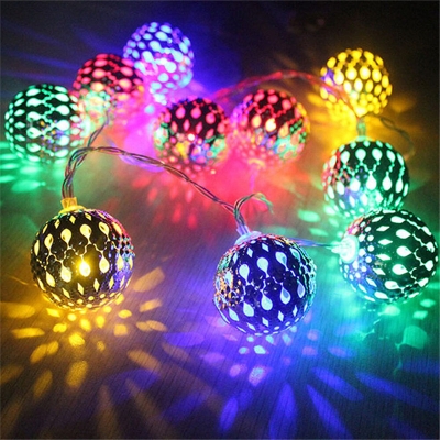 Picture of Home Decoration Light Metal Balls String Lights LED Globe Light Christmas Holiday Wedding Garland Home Party Decor
