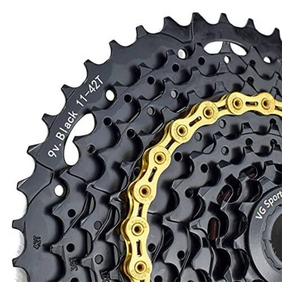 Picture of KMC X9.93 Golden Chain 9 Speed Road & Mountain Bike Chain Bicycle Gear Chain Hi-Performance And X-Durability1/2''x11/128'' Link : 116
