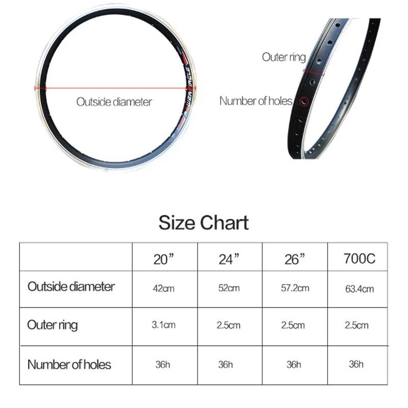 Picture of 27 RoadBike Reaching Rim 36-Hole Bicycle Rim 700C Rim Aluminum Alloy MTB 36 Spokes Holes 1pc