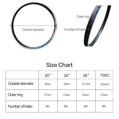 Picture of 27 RoadBike Reaching Rim 36-Hole Bicycle Rim 700C Rim Aluminum Alloy MTB 36 Spokes Holes 1pc