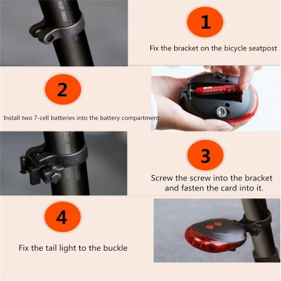Picture of Bicycle Lasers Lights Waterproof 5 LED 2 Lasers 3 Modes Bike Taillight Safety Warning Light Bicycle Rear Bycicle Light Tail Lamp