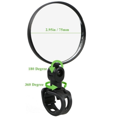 Picture of Bicycle bike cycling rear mirror handle bar back rear view broad wide angle mirror 1pc