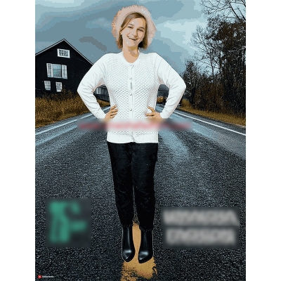 Picture of Stylish Fashionable Winter Dress Knitting Cotton Open Front Long Sleeve Cardigan Sweater for Ladies - Fish white - Int:28