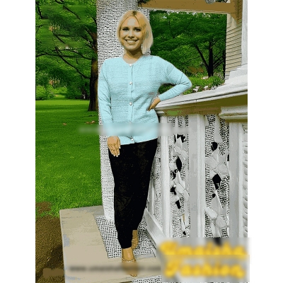 Picture of Stylish Fashionable Winter Dress Knitting Cotton Open Front Long Sleeve Cardigan Sweater for Ladies - PBD Light Green - Int:36