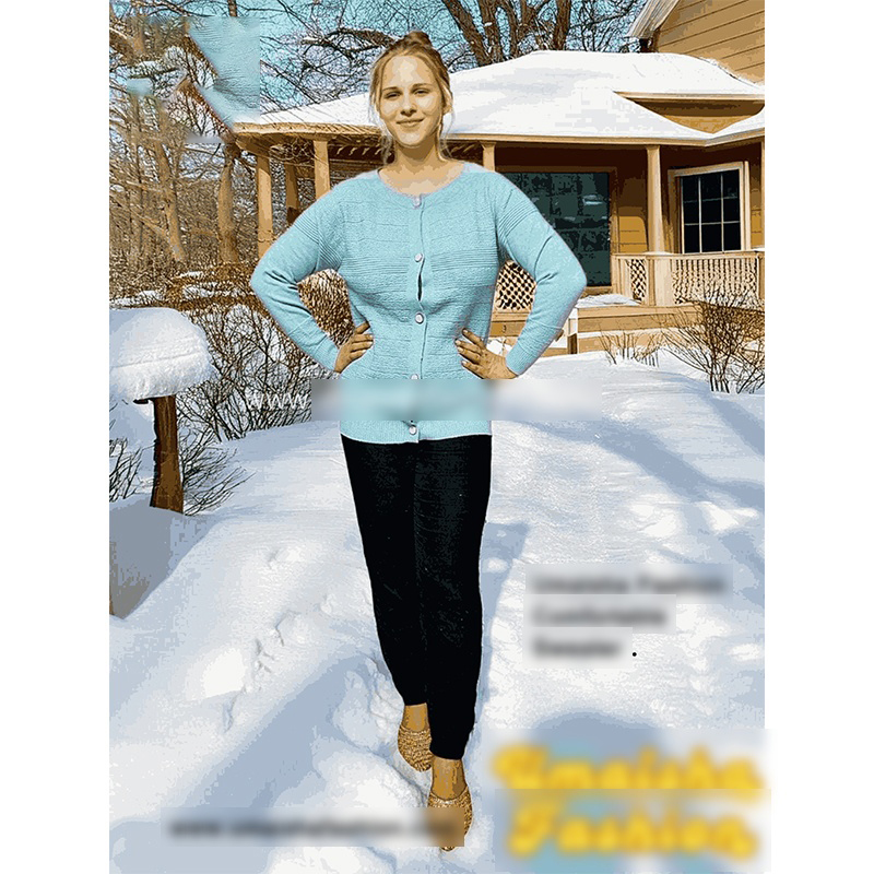 Picture of Stylish Fashionable Winter Dress Knitting Cotton Open Front Long Sleeve Cardigan Sweater for Ladies - PBD Light Green - Int:36