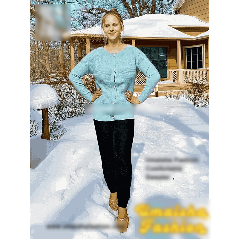 Picture of Stylish Fashionable Winter Dress Knitting Cotton Open Front Long Sleeve Cardigan Sweater for Ladies - PBD Light Green - Int:34