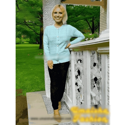 Picture of Stylish Fashionable Winter Dress Knitting Cotton Open Front Long Sleeve Cardigan Sweater for Ladies - PBD Light Green - Int:32