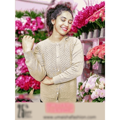 Picture of Stylish Fashionable Winter Dress Knitting Cotton Open Front Long Sleeve Cardigan Sweater for Ladies - Fish Brown - Int:28