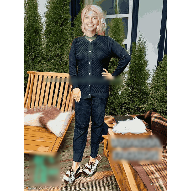 Picture of Stylish Fashionable Winter Dress Knitting Cotton Open Front Long Sleeve Cardigan Sweater for Ladies - Fish Black - Int:28