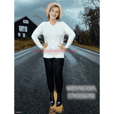 Picture of Stylish Fashionable Winter Dress Knitting Cotton Open Front Long Sleeve Cardigan Sweater for Ladies - Fish white - Int:30