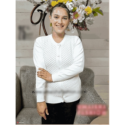 Picture of Stylish Fashionable Winter Dress Knitting Cotton Open Front Long Sleeve Cardigan Sweater for Ladies - Fish white - Int:32