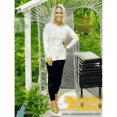 Picture of Stylish Fashionable Winter Dress Knitting Cotton Open Front Long Sleeve Cardigan Sweater for Ladies - PBD white - Int:32