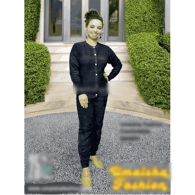 Picture of Stylish Fashionable Winter Dress Knitting Cotton Open Front Long Sleeve Cardigan Sweater for Ladies - PBD Black - Int:34