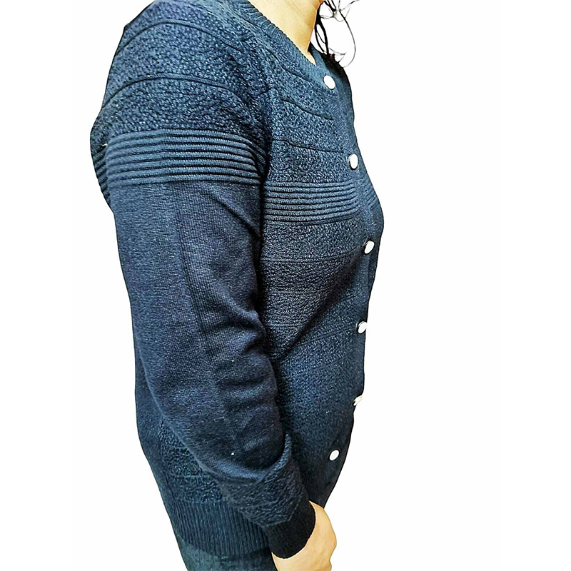 Picture of Stylish Fashionable Winter Dress Knitting Cotton Open Front Long Sleeve Cardigan Sweater for Ladies - PBD Black - Int:32