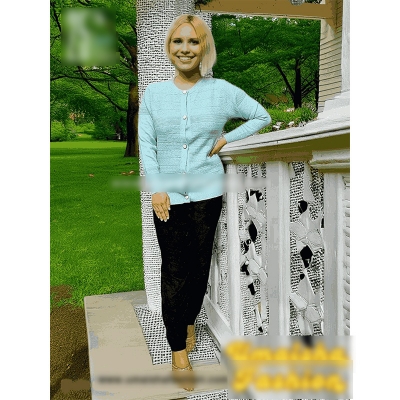 Picture of Stylish Fashionable Winter Dress Knitting Cotton Open Front Long Sleeve Cardigan Sweater for Ladies - PBD Light Green - Int:28