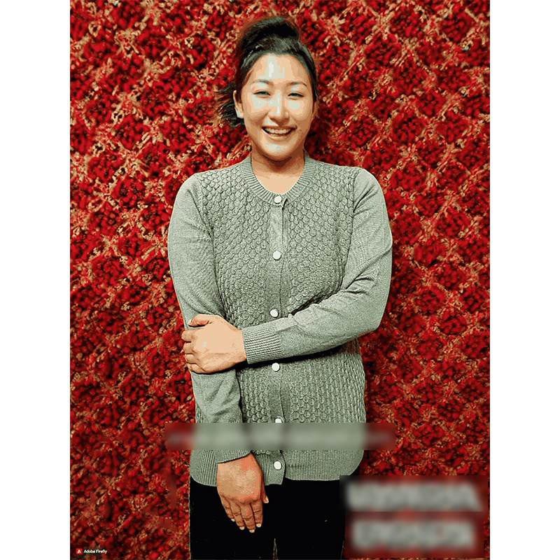 Picture of Stylish Fashionable Winter Dress Knitting Cotton Open Front Long Sleeve Cardigan Sweater for Ladies - Fish Light Green - Int:30