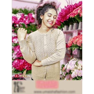 Picture of Stylish Fashionable Winter Dress Knitting Cotton Open Front Long Sleeve Cardigan Sweater for Ladies - Fish Brown - Int:32