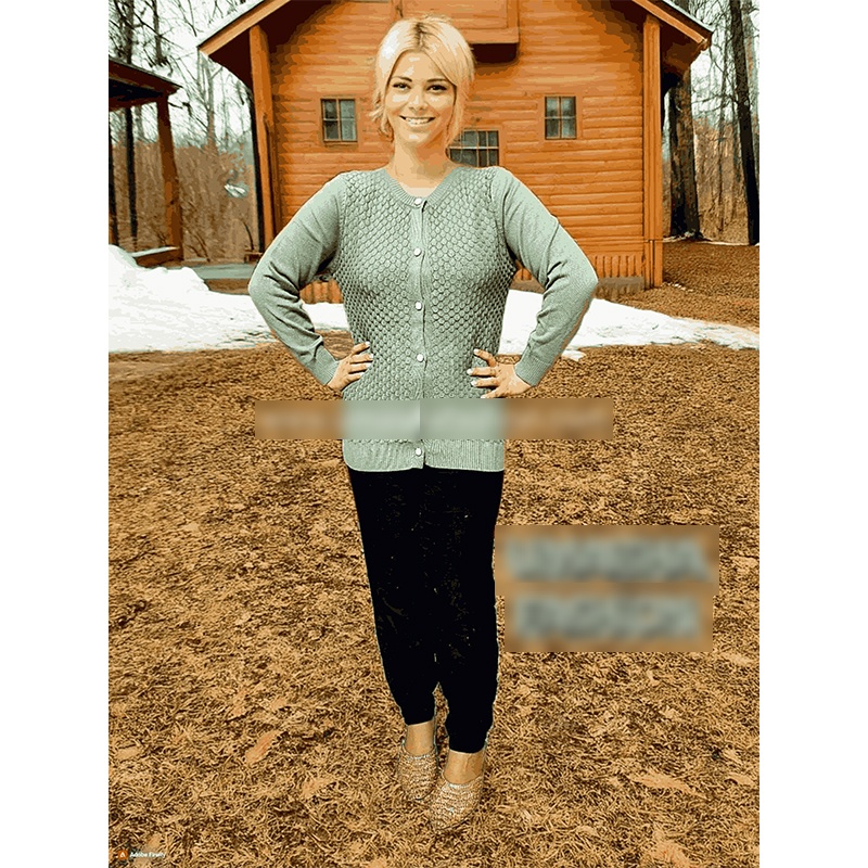 Picture of Stylish Fashionable Winter Dress Knitting Cotton Open Front Long Sleeve Cardigan Sweater for Ladies - Fish Light Green - Int:32