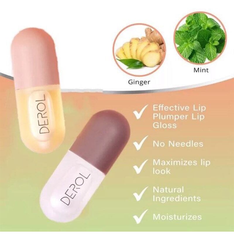 Picture of DEROL Lip Plumper, Day and Night (2Pcs) Natural Lip Oil - Mouth