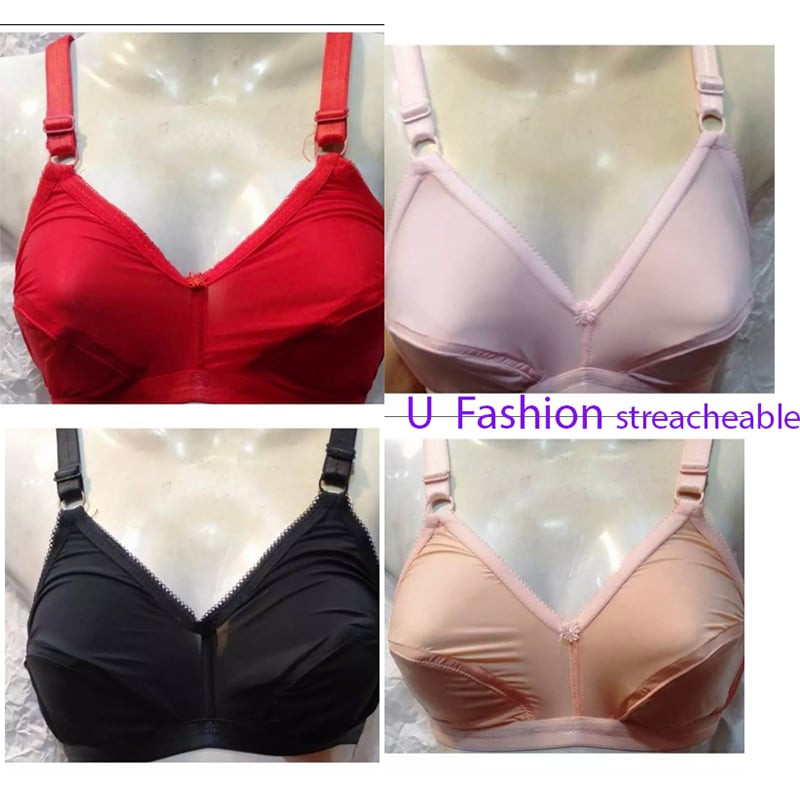 Picture of Soft Satin Comfortable Streachable Multicolor Bra and Panty Set for Woman - ( 4 Set ) - Multicolor - Int:32