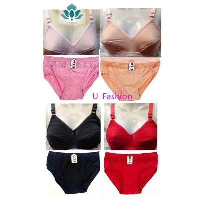 Picture of Soft Satin Comfortable Streachable Multicolor Bra and Panty Set for Woman - ( 4 Set ) - Multicolor - Int:40