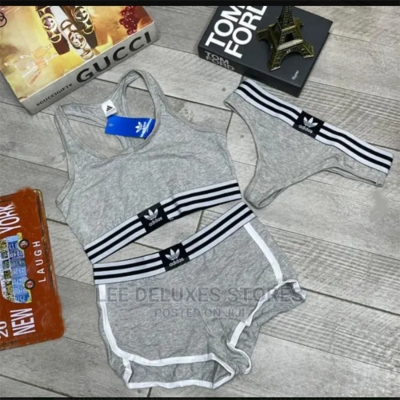 Picture of Women'S Modern Cotton Thong, Short Panty And Tops 3 Pcs Set - Bra Panty Set - Light Ash - Int:XL