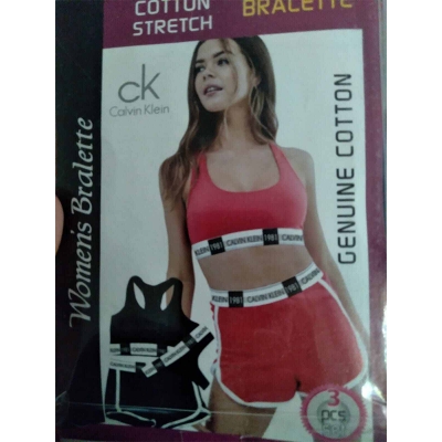 Picture of Women'S Modern Cotton Thong, Short Panty And Tops 3 Pcs Set - Bra Panty Set - Red - Int:M
