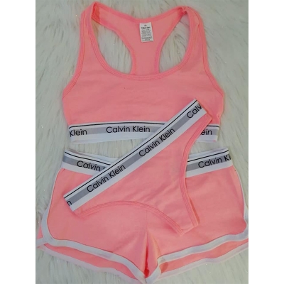Picture of Women's Modern Cotton Thong, Short Panty and Tops 3 pcs Set - Pink - Int:XL
