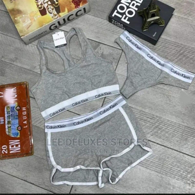 Picture of Women's Modern Cotton Thong, Short Panty and Tops 3 pcs Set - Light Ash - Int:M
