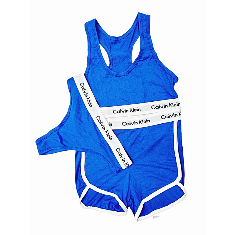 Picture of Women's Modern Cotton Thong, Short Panty and Tops 3 pcs Set - Blue - Int:XL