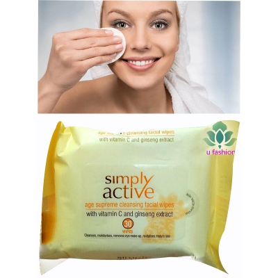 Picture of Simply Active Skin Cleansing Facial Wipes 30 pcs