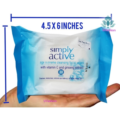 Picture of Simply Active Skin Cleansing Facial Wipes 30 pcs