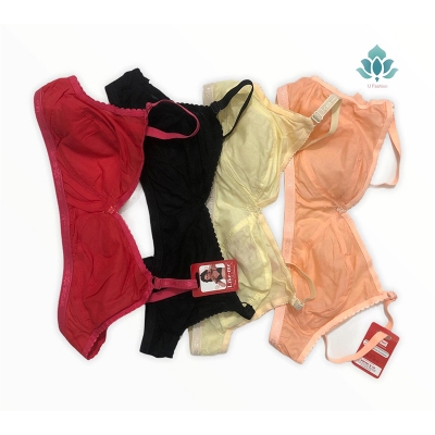 Picture of Fabric Boil Cotton Regular Use Bra For Woman- 4 pcs - Multicolor - Int:36