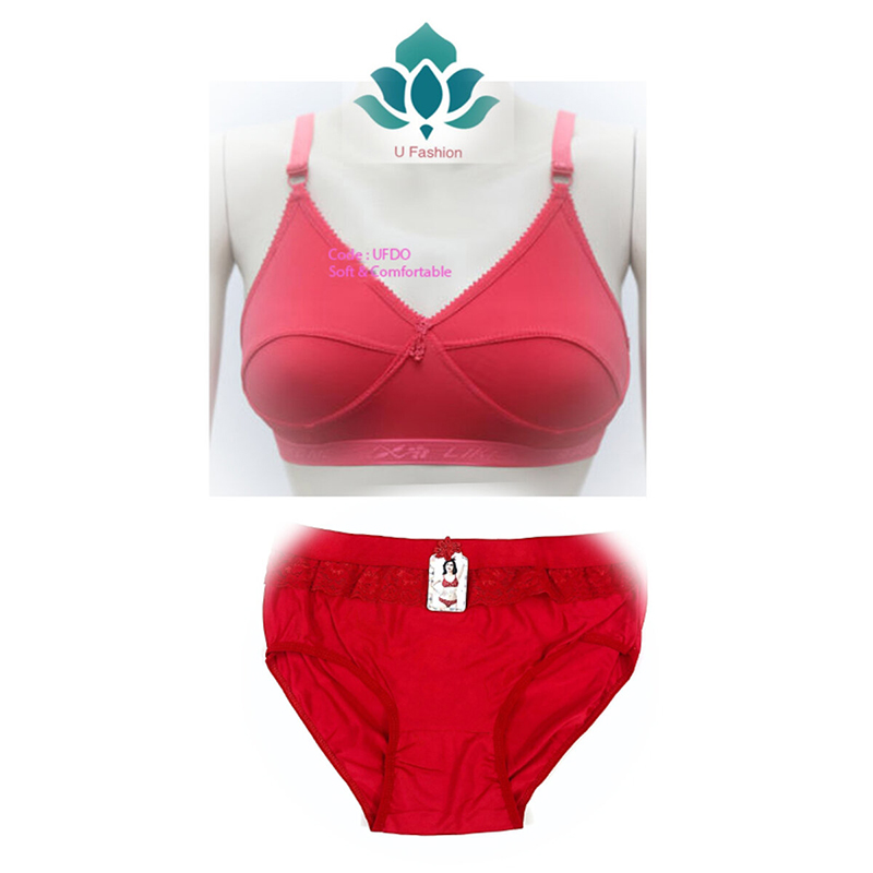 Picture of Soft Stylish Streachable Bra and panty set  - Red - Int:40