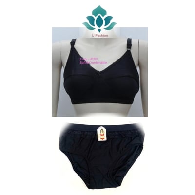 Picture of Soft Stylish Streachable Bra and panty set  - Black - EU:36