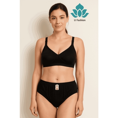 Picture of Soft Stylish Streachable Bra and panty set  - Black - Int:38