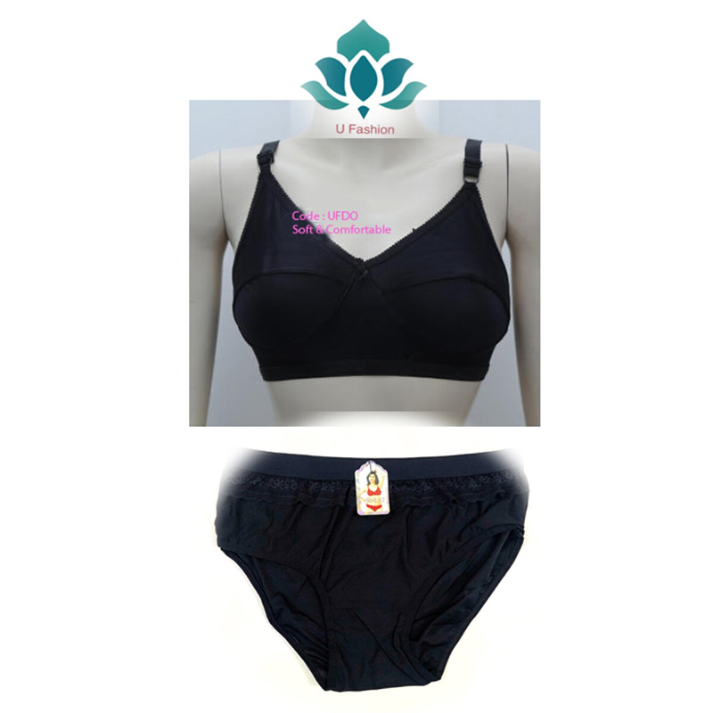 Picture of Soft Stylish Streachable Bra and panty set  - Black - EU:32