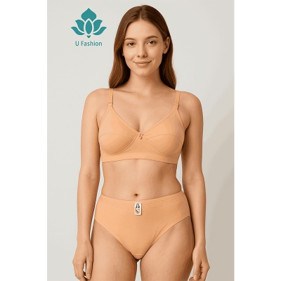 Picture of Soft Stylish Streachable Bra and panty set  - Cream - EU:38