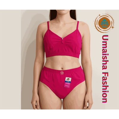 Picture of Girls Matching Underwear Set Cotton Bra and Panty - Blush Pink - Int:28