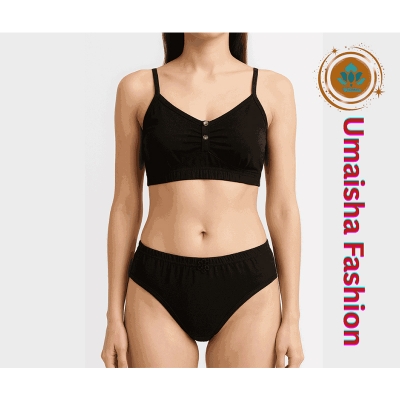Picture of Girls Matching Underwear Set Cotton Bra and Panty - Black - Int:36