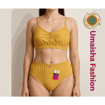 Picture of Girls Matching Underwear Set Cotton Bra and Panty - Cream - Int:36
