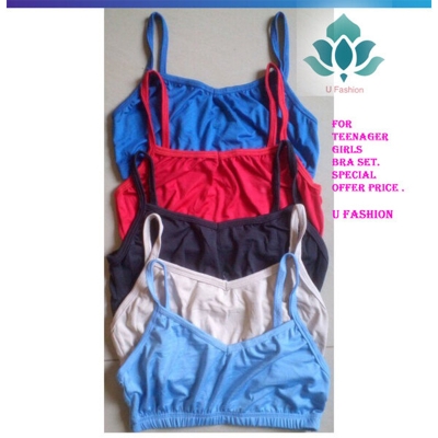 Picture of 4 Pieces Comfortable Super Soft Cotton Semis bra for Girls - Multicolor - Int:8 yrs