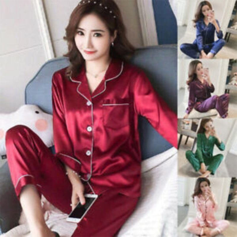 Picture of Comfortable Nightwear for Women - Short Sleeve Shirt and Pant Nighty- Elegant and Refined Nightdress - Comfortable for All Seasons - Red - Int:34