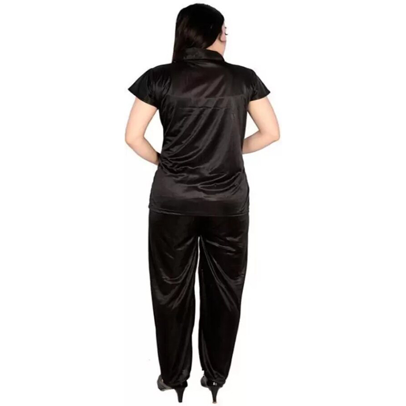 Picture of Comfortable Nightwear for Women - Short Sleeve Shirt and Pant Nighty- Elegant and Refined Nightdress - Comfortable for All Seasons - Black - Int:33